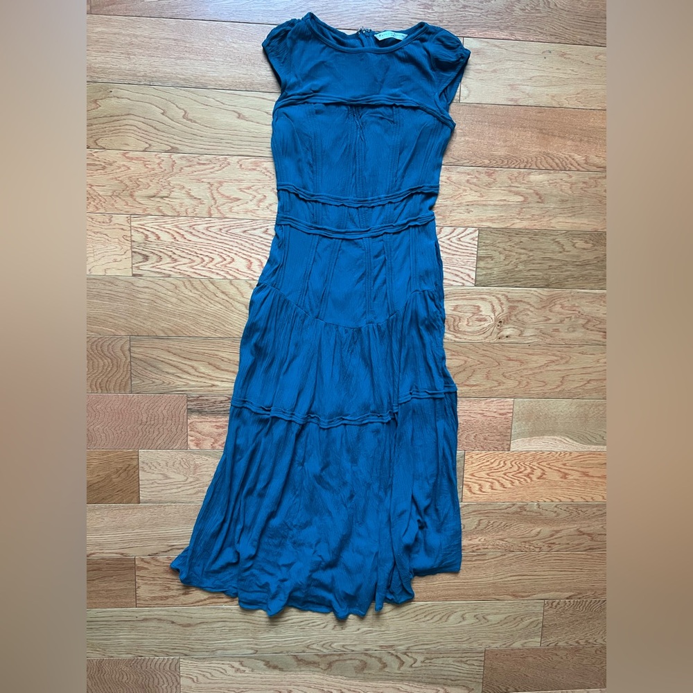 Wayward fancies by eShakti teal textured midi dress size medium pockets - Picture 2 of 7